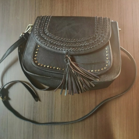 Antik Kraft black stud biker fringe cross body medium Great shape. Medium - Picture 1 of 3